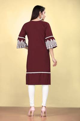 Women's cotton embroidered designer kurti, bell sleeves 2