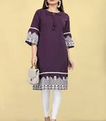 Women's cotton embroidered designer kurti, bell sleeves