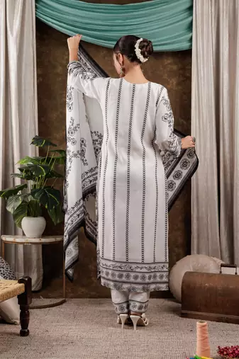  white cotton kurta dupatta pant set