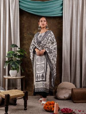  pure muslin silk white kurta dupatta set 1