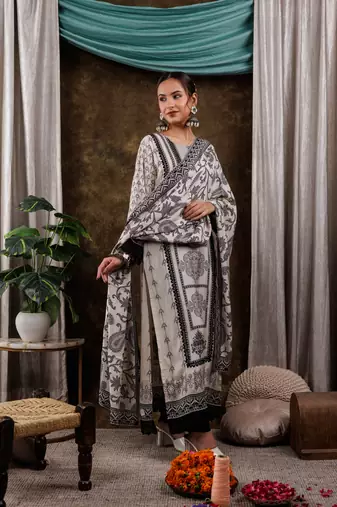  pure muslin silk white kurta dupatta set