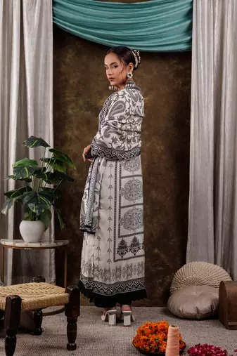  pure muslin silk white kurta dupatta set