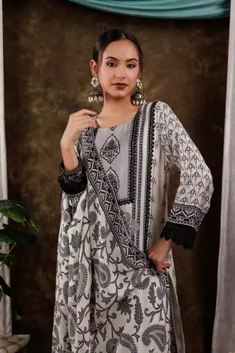  pure muslin silk white kurta dupatta set