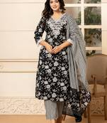  black embroidered kurta dupatta set