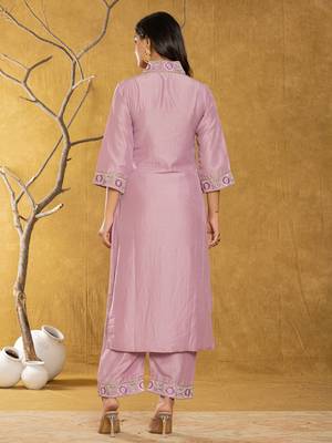  purple silk blend pakistani style kurta dupatta set 3