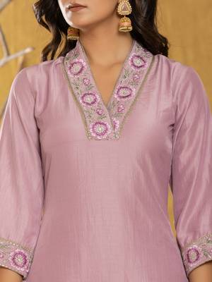  purple silk blend pakistani style kurta dupatta set 4