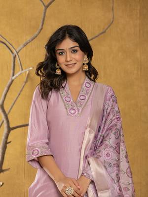  purple silk blend pakistani style kurta dupatta set 5
