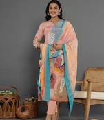  multi pure crepe placement print kurta dupatta set