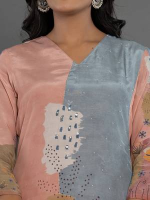  multi pure crepe placement print kurta dupatta set 4