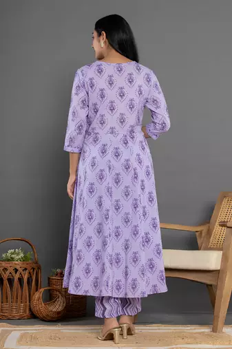  purple cotton ethnic motifs kurta duppta set