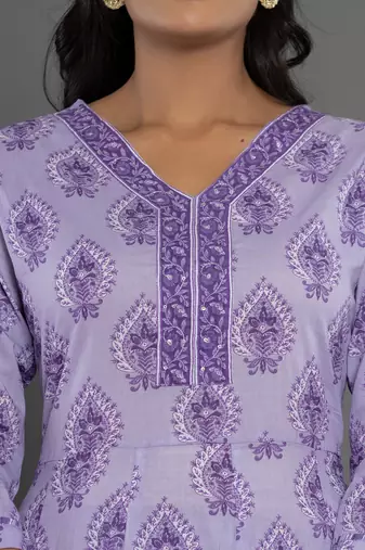  purple cotton ethnic motifs kurta duppta set