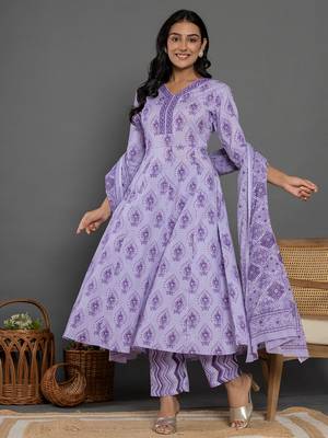  purple cotton ethnic motifs kurta duppta set 5