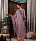  pink cotton schiffli floral print kurta dupatta set with lace detailing