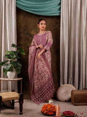  purple cotton schiffli kurta dupatta set with lace detailing 2