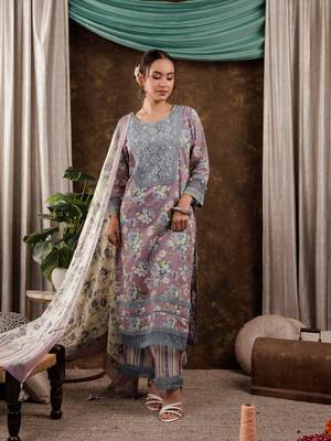  cotton kurta dupatta set with lace detailing 1