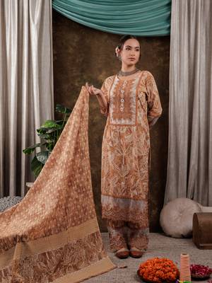 mustard cotton kurta dupatta set with lace detailing 2