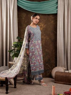  cotton kurta dupatta set with lace detailing 2