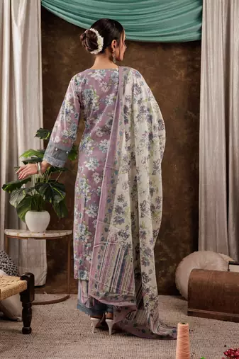  cotton kurta dupatta set with lace detailing