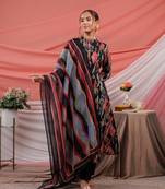  chanderi black printed kurta dupatta set