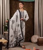  white cotton paisley straight kurta dupatta pant set