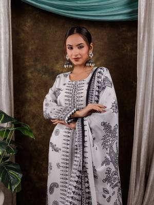  white cotton straight paisley kurta dupatta pant set 4