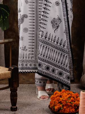  white cotton straight paisley kurta dupatta pant set 5