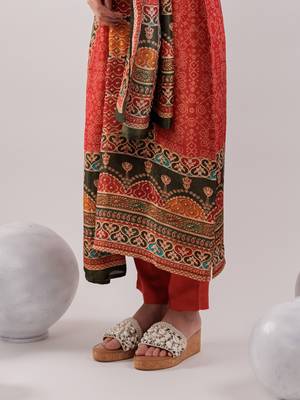 red pure shimmer tissue with pure viscose trouser and shimmer dupatta 5