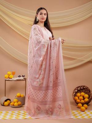 cotton pink sleeveless kurta dupatta set 2