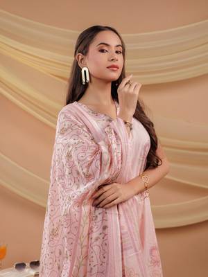  cotton pink sleeveless kurta dupatta set 5