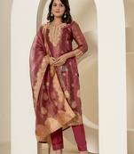  maroon tissue kurta dupatta pant set