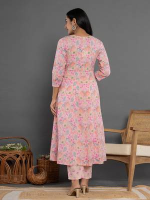  cotton peach kurta dupatta pant set 3