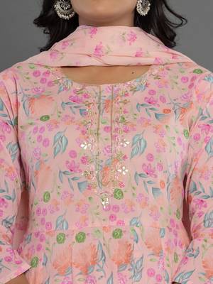  cotton peach kurta dupatta pant set 4