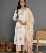  pink gota patti cotton anarkali kurta dupatta pant set