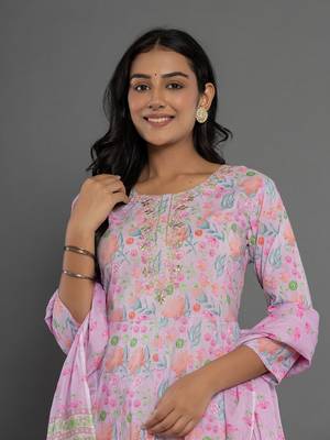  cotton lavender kurta dupatta pant set 5