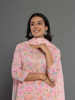  cotton peach kurta dupatta pant set 5