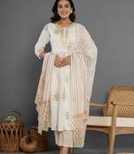 mustard gota patti cotton anarkali kurta dupatta pant set