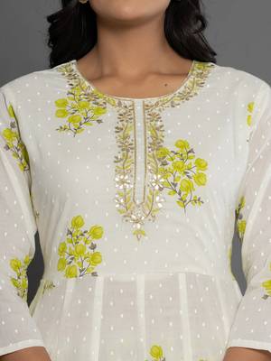  green & white gota patti cotton anarkali kurta dupatta pant set 4