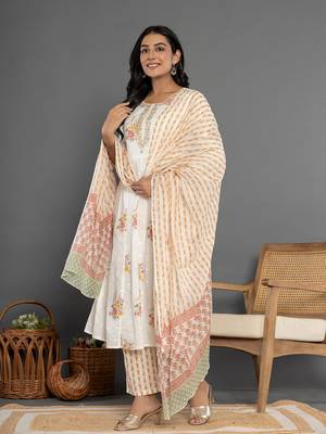  pink gota patti cotton anarkali kurta dupatta pant set 2