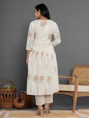 mustard gota patti cotton anarkali kurta dupatta pant set 3
