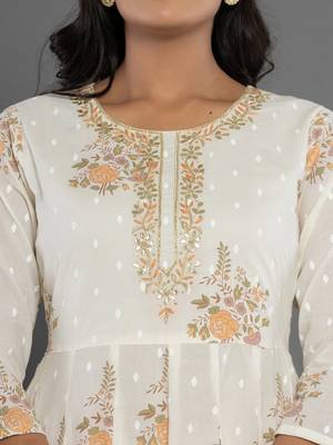 mustard gota patti cotton anarkali kurta dupatta pant set 4