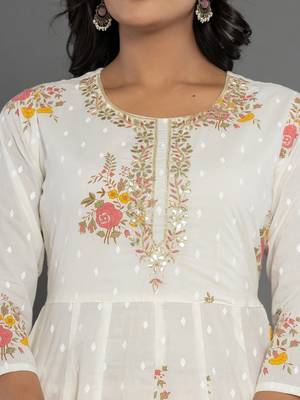  pink gota patti cotton anarkali kurta dupatta pant set 4