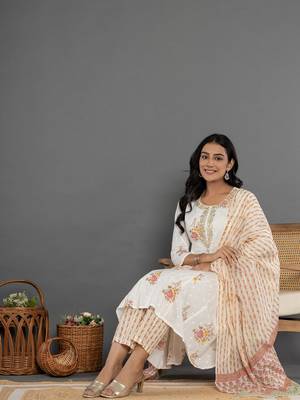  pink gota patti cotton anarkali kurta dupatta pant set 5