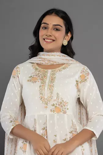 mustard gota patti cotton anarkali kurta dupatta pant set