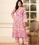  pink cotton straight pakistani style kurta set