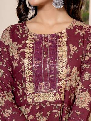  cotton burgundy anarkali dupatta set 4