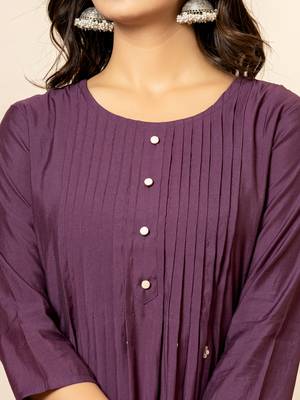 Yufta purple embroidered a-line kurta dupatta pant set 4