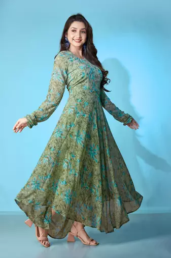 floral printed georgette anarkali kurta