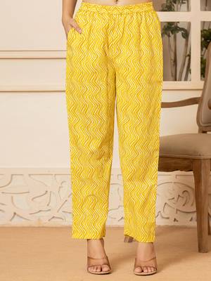  yellow embroidered pure cotton anarkali kurta trouser with dupatta set 5