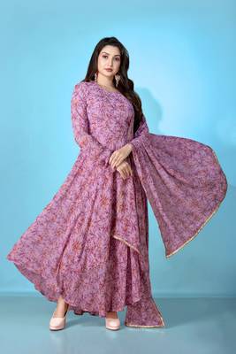 floral printed georgette anarkali kurta 3
