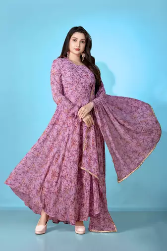 floral printed georgette anarkali kurta